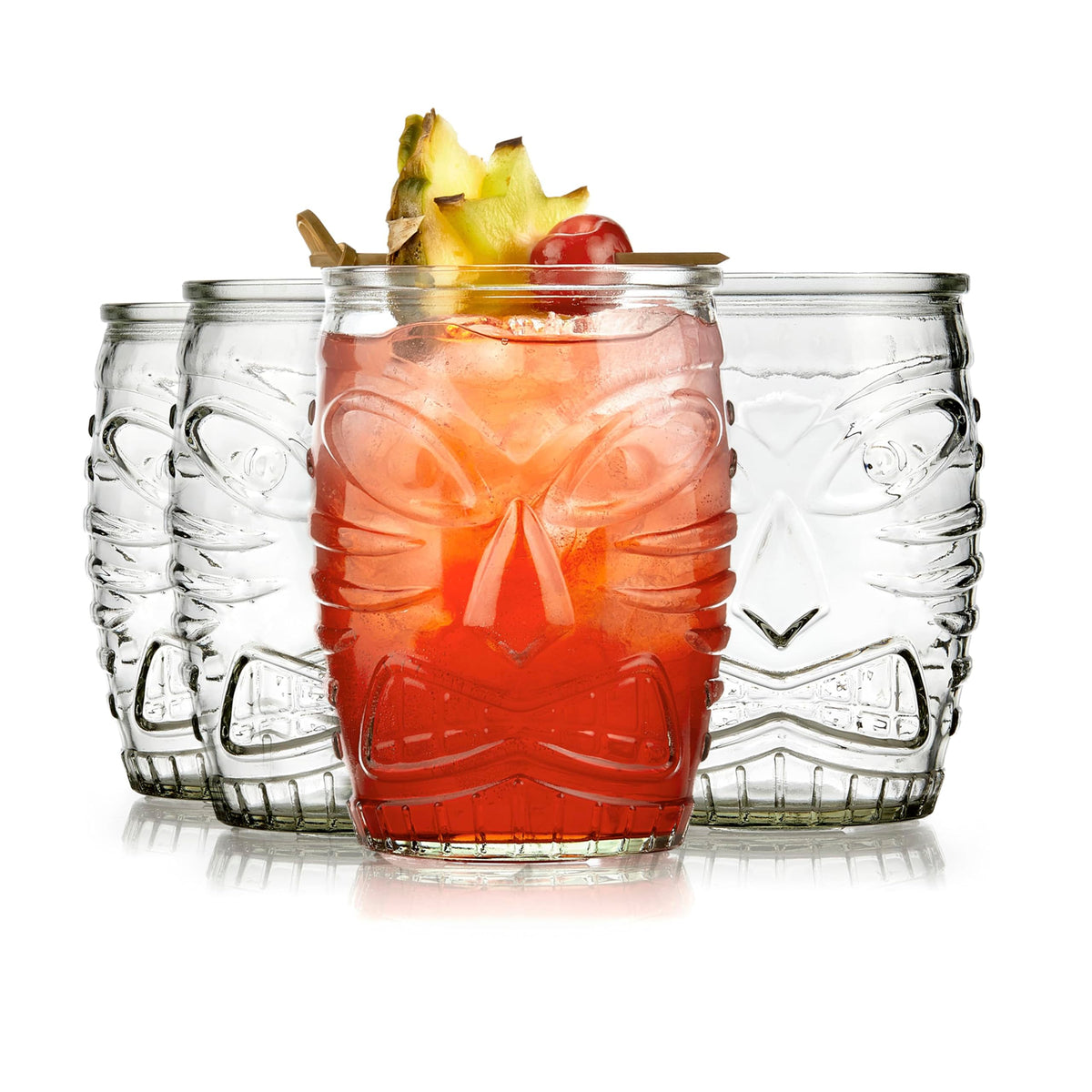 Libbey Tiki Statue / 4 Count (Pack of 1) / Tiki Mixed Drinkware Sets