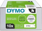 DYMO Authentic D1 Labels | Black Print on White | 12mm x 7m | Self-Adhesive Labels for LabelManager Label Printers | 10 Count