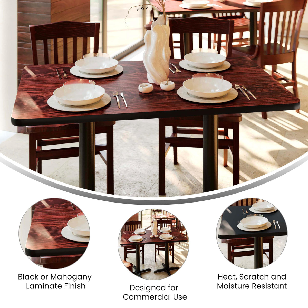 Flash Furniture Black/Mahogany / 30" x 48" Rectangular / Classic Tables