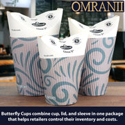 ReadyFresh® Butterfly Hot Drink Cups by OMRANII – 19.2X26.9 20oz & 750Cups, 670 milliliters, Paper, Gray w/White, Pack of 750