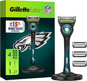 Labs Special NFL Eagles Edition Shaving Razor for Men - 1 Handle, 4 Razor Blade Refills & Magnetic Stand, GilletteLabs with Exfoliating Bar