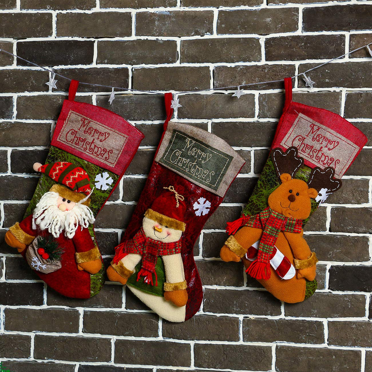 Sunnyglade Christmas Stocking Set, 18 Inch, 3 Pack