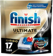 Finish Ultimate Dishwasher Pods, No Pre-Rinse Dishwasher Detergent Soap Removes Burnt-On Stain, with CycleSync Technology, Degreasing & Scrubbing Power, 17 Count
