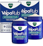 VapoRub Advanced Plus, Powerful Cough Suppressant, Topical Chest Rub & Analgesic Ointment, Medicated Vicks Vapors, Fast Cough Relief, 2.82oz x 2