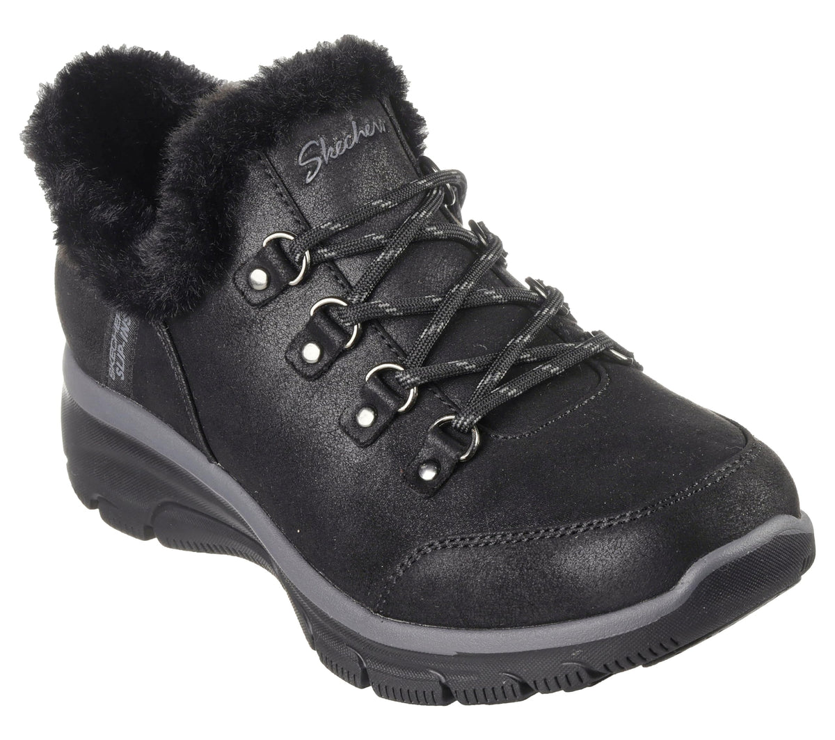 Women's Easy Going - Fall Adventures Slip-in Bootie by Skechers – 8, Faux Leather, Black, Model 167875-BLK
