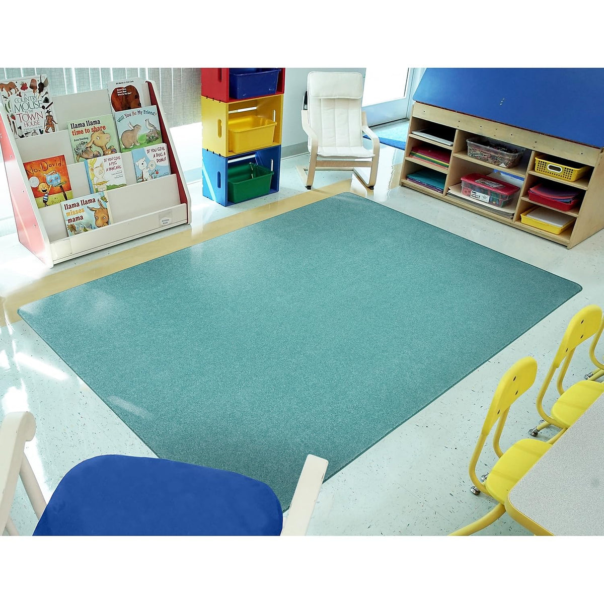 Just Kidding Solid Color Area Rugs by Joy Carpets – 4' x 6' (Rectangular), Polyester, Seafoam, Model 623N-08