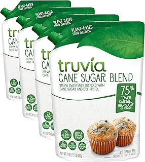 Truvia Cane Sugar Blend, Mix of Natural Stevia Sweetener and Cane Sugar, 24 oz Bag (Pack of 4)