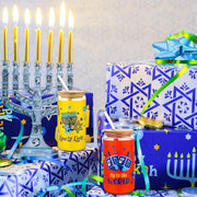 Layhit Hanukkah Glass Tumblers, 16 oz with Lids and Straws, Set of 6