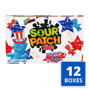 Red, White & Blue Soft & Chewy Gummy Candy, 12 Boxes | Bulk Candy by Sour Patch Kids – 3.1 Ounce (Pack of 12), Blue,Red,White
