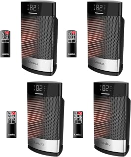 Lasko Ellipse Ceramic Tabletop Heater for Home with Tip-Over Switch, Child Lock, Digital Display, Thermostat, AutoECO Mode, Wide Oscillation, Remote, 1500W, Black, CD12950 (Pack of 4)