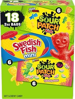 Sour Patch Kids & SWEDISH FISH Mini Soft & Chewy Candy Variety Pack, 18 ct