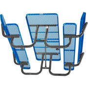 6'L Rectangular Picnic Table with Backrests by Global Industrial – Expanded Metal, Blue, Model 277630BL
