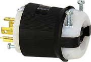 Hubbell HBL2421 Locking Plug, 20 amp, 3 Phase, 250V, L15-20P, Black and White
