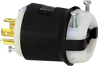 Hubbell HBL2421 Locking Plug, 20 amp, 3 Phase, 250V, L15-20P, Black and White