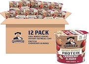 Quaker Protein Instant Oatmeal Express Cups, Cranberry Almond, 10g Protein, 2.18 Ounce (Pack of 12)