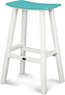 Polywood 2012-FWHAR Contempo Bar Height Saddle Seat Barstool, White Frame, Aruba
