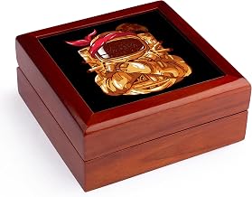 3dRose Spaceman Astronaut with Gangsta Style and Moon Jewelry Box 7 x 7 inch with 4 inch tile
