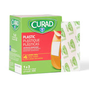 CURAD Plastic Adhesive Bandages by Medline – 1"x3", Plastic, Natural, Pack of 100, Model NON25600Z