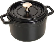 STAUB Cocotte, Cast Iron Casserole 16 cm, 1.2 L, Induction, Made in France | Aroma Rain Lid, Suitable for All Hob Types, Round, Black