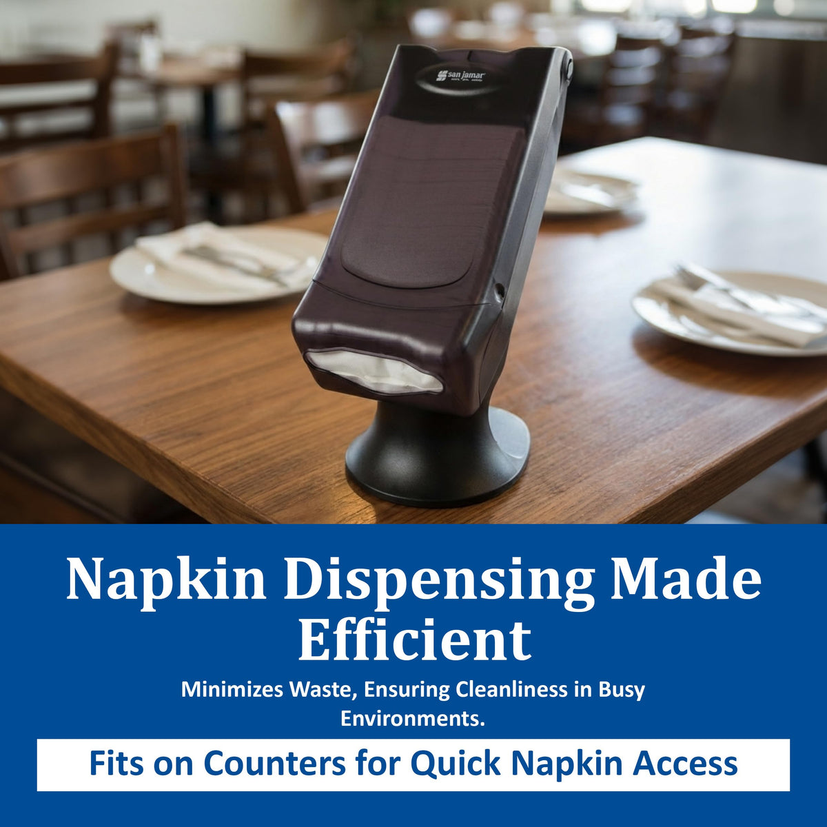 Venue Napkin Dispenser with Stand by San Jamar – 8.75 Inches, 0.0 ounces, Acrylonitrile Butadiene Styrene, Black, Model H5000STBK