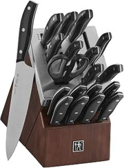 HENCKELS Definition 20-Piece Self-Sharpening Knife Block Set for Paring, Boning, Santoku, Chefs, Carving, Kitchen Shears, German Engineered Informed by 100+ Years of Mastery, Brown, Black, Silver