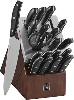 HENCKELS Definition 20-Piece Self-Sharpening Knife Block Set for Paring, Boning, Santoku, Chefs, Carving, Kitchen Shears, German Engineered Informed by 100+ Years of Mastery, Brown, Black, Silver