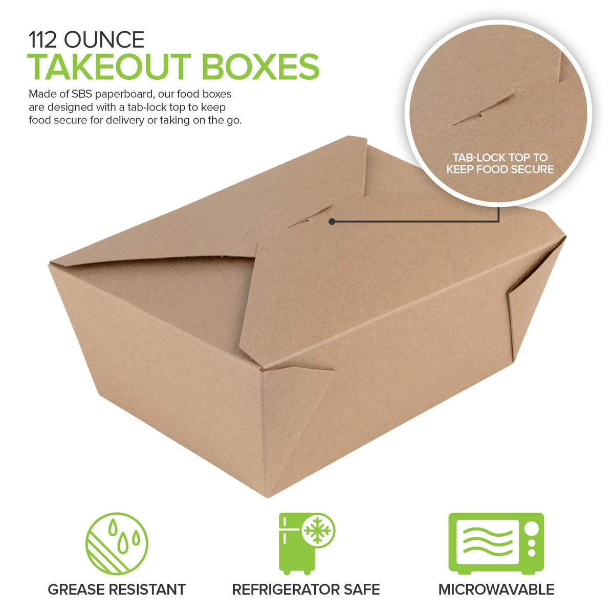 Microwavable Kraft Brown Take Out Boxes 112 oz (30 Pack) Disposable Food Containers - Recyclable Cardboard Lunch Box - Take Out Containers Disposable - to Go Boxes for Restaurants