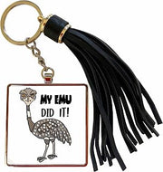 3dRose Funny Cool Camera hog Emu Bird My emu did it it Cartoon Tassel Key Chain