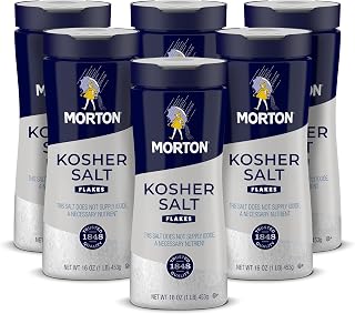 Morton Kosher Salt Coarse Cooking Salt (16 oz / 1 lb), 6-Shaker Pack