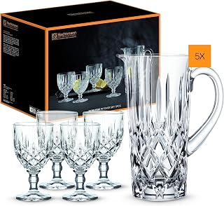 Nachtmann Noblesse 5 Piece Set, Pitcher and 4 Stemmed Glasses, Clear | Glass