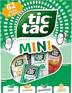 Tic Tac Mini Mints, Variety Share Pack 62 Pack, 211g, Orange Peppermint Spearmint Peach-Passion flavours