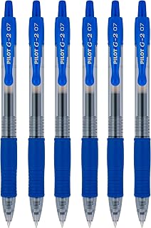 PILOT G2 Premium Refillable & Retractable Rolling Ball Gel Pens, 0.7mm Fine Point, Blue Ink, 6 Count