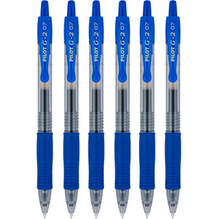 G2 Premium Refillable & Retractable Rolling Ball Gel Pens by PILOT – 1 Count (Pack of 6), Plastic Rubber, blue, Pack of 6, Model BL-G2-7_BLUE_6
