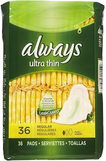 b'Always Ultra Thin Regular Pads with Wings, Unscented'