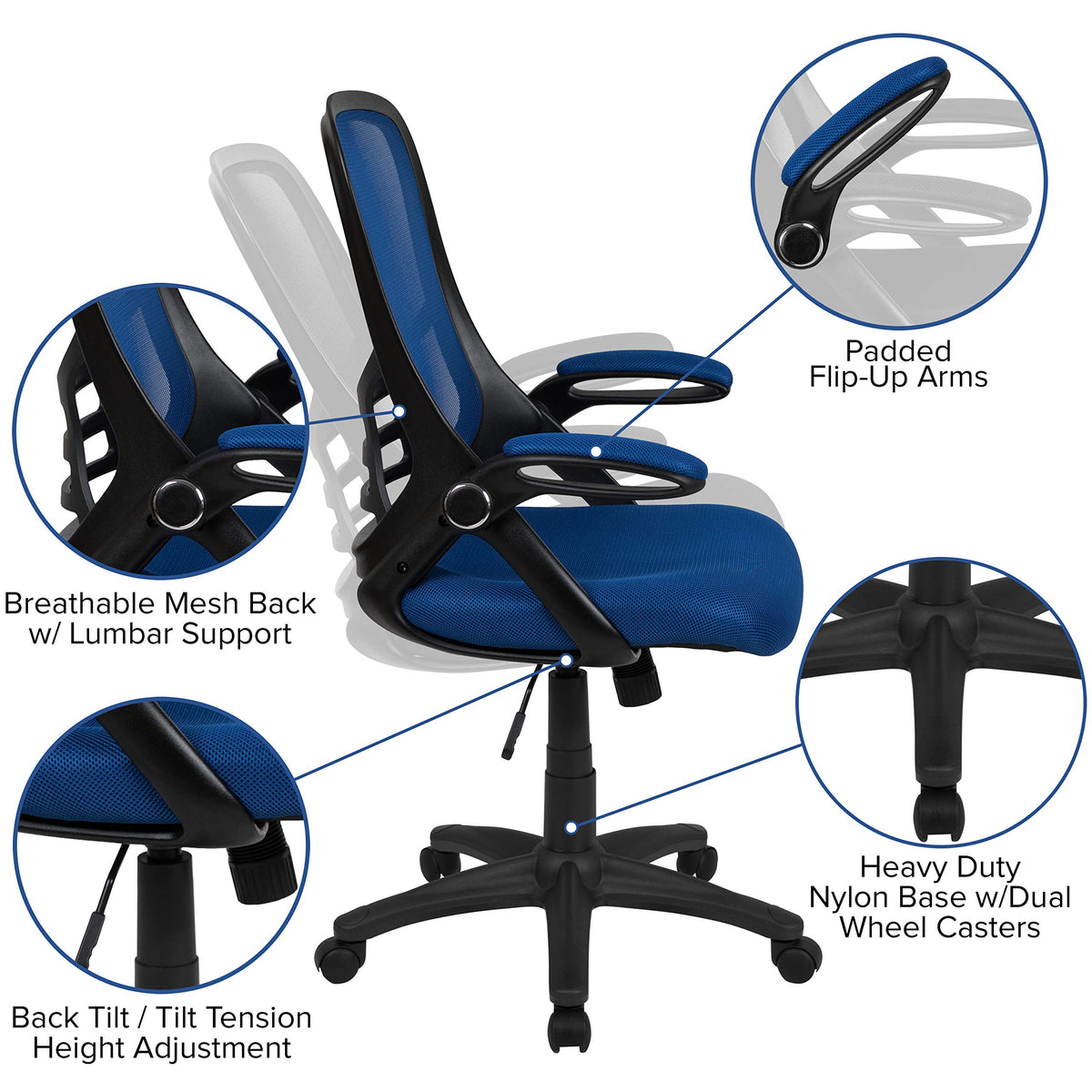 Flash Furniture Blue / Set of 1 / Contemporary Home Office Desk Chairs