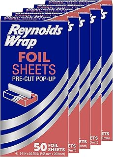 Reynolds Wrap Pop-Up Aluminum Foil Sheets, 50ct (Pack of 5), 250 Total