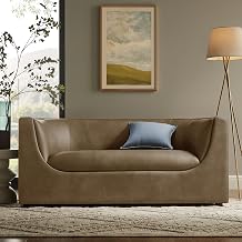 Modway Hilda 67 Inch Modern Curved Back Faux Leather Loveseat in Mushroom – Vegan Leather Upholstered 2-Seat Sofa for Living Room, Apartment, Office