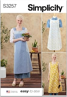 Simplicity S3257 Women's Cross-Back Apron Sewing Pattern, Sizes XS-XXL
