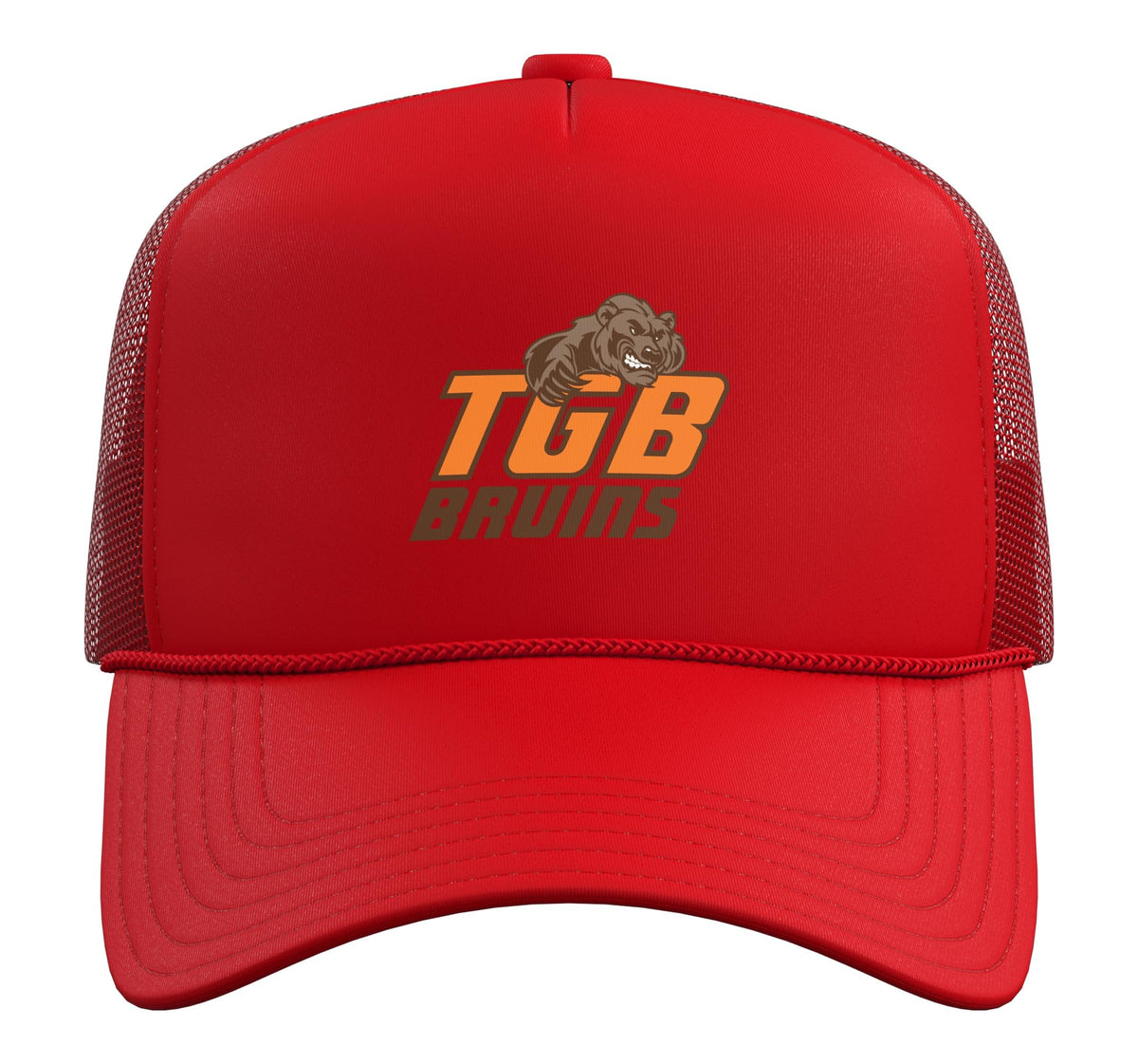Trevor Browne Bruins Trucker Hat with Adjustable Mesh Back by Trevor Browne High School, Phoenix, AZ 85033 – Polyester, Red