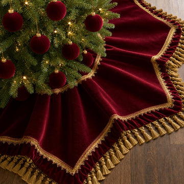 Roowest Velvet Christmas Tree Skirt, 48 Inch Octagon, Classic