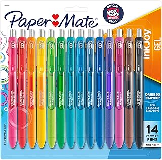 Paper Mate InkJoy Gel Pens, Fine Point (0.5mm), Assorted Colors, 14 Count - Back to School, Teacher Supplies, Writing, Journaling