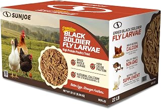 Sun Joe Whole Dried Black Soldier Fly Larvae | High Protein Poultry Treat | 22-Lb. Carton