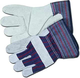 MCR Safety 12010S Leather Palm Work Gloves, Gray, Small, 1-Pair