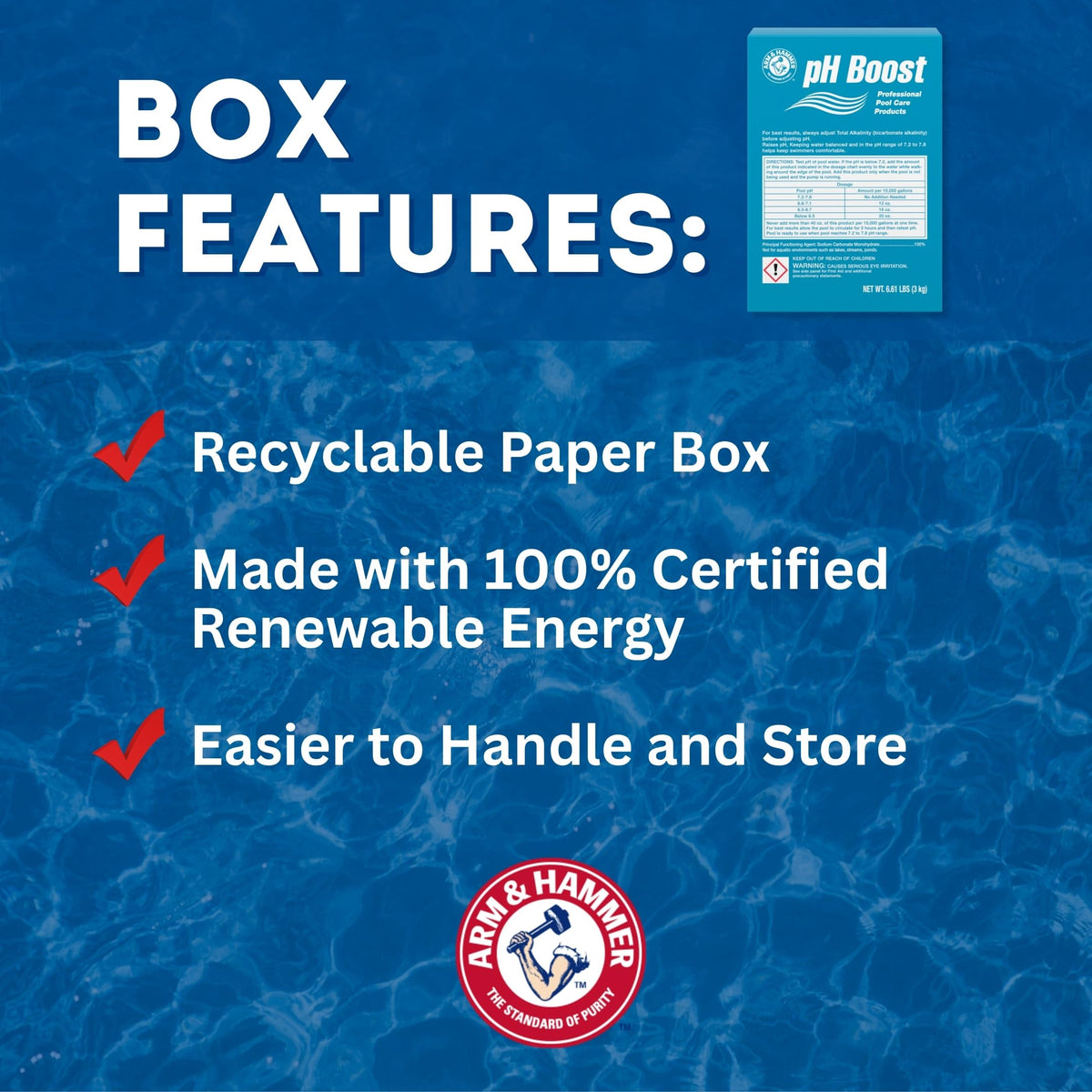 pH Boost Professional Pool Care by Arm & Hammer – Pack of 6, Model 033200150015