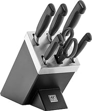 ZWILLING 1002303 Four Star Self-Sharpening Knife Block, 7 PC, Black Ash