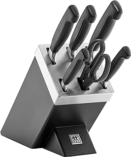 ZWILLING 1002303 Four Star Self-Sharpening Knife Block, 7 PC, Black Ash