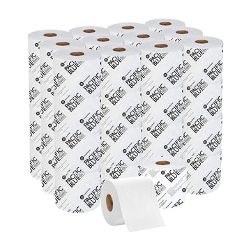 Georgia Pacific, Pacific Blue Basic 1-Ply Toilet Paper, 14448/01, 1,500 Sheets Per Roll, 48 Rolls Per Case