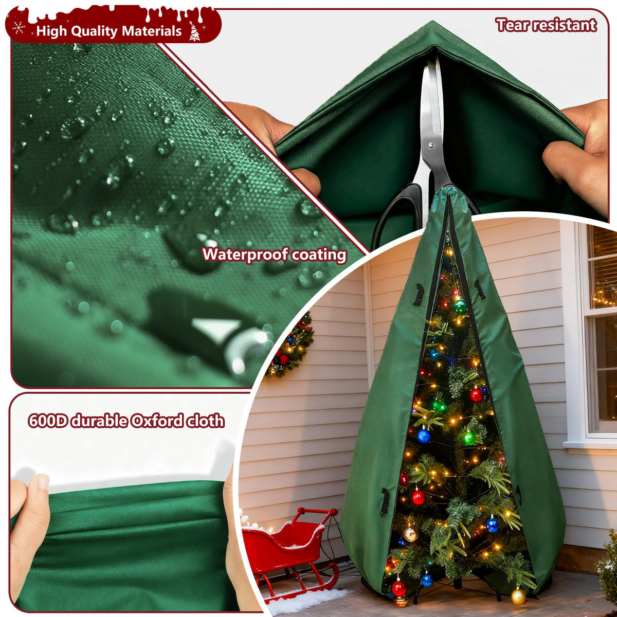 Hadisi Artificial Tree Storage Bag, Upright Design, Green, 7.5 Ft
