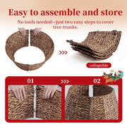 Sweetcrispy Tree Collar, 24 Inch Woven Hyacinth, Brown