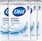 Dial Antibacterial Bar Soap, Refresh & Renew, White, 4 oz, 32 Bars